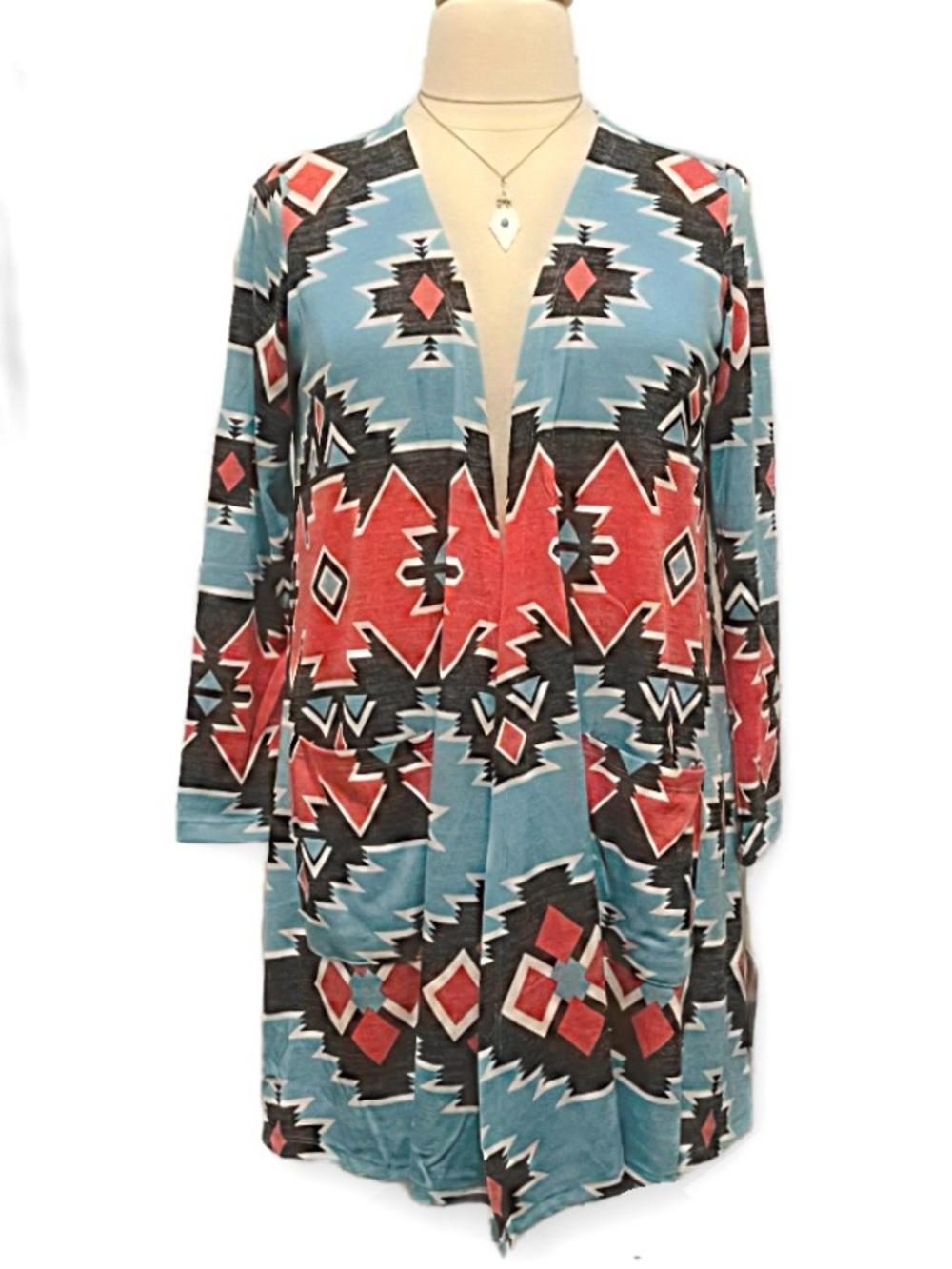 NWT Aztec-Print Long Sleeve Cardigan sz L
